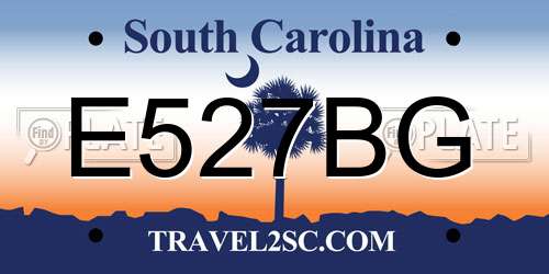 E527BG South Carolina License Plate