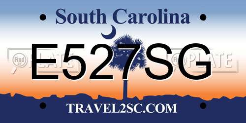 E527SG South Carolina License Plate