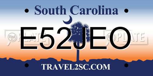 E52JEO South Carolina License Plate