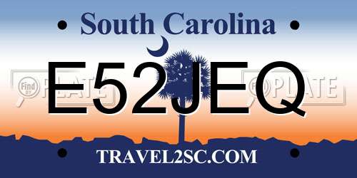 E52JEQ South Carolina License Plate