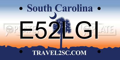 E52LGI South Carolina License Plate