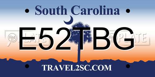 E52TBG South Carolina License Plate