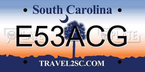 E53ACG South Carolina License Plate