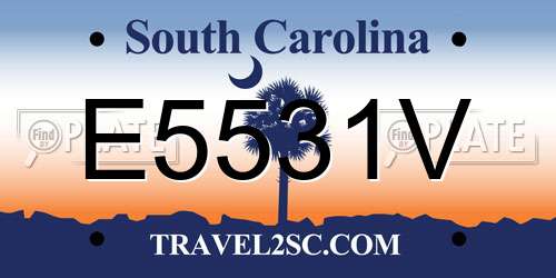 E5531V South Carolina License Plate
