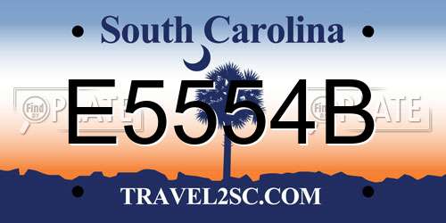 E5554B South Carolina License Plate