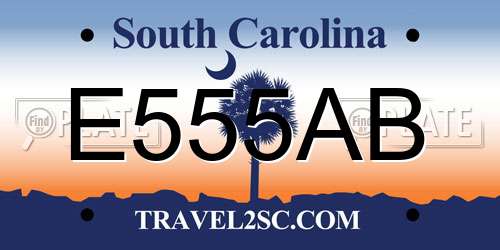 E555AB South Carolina License Plate