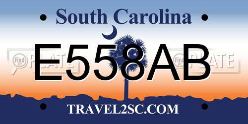 E558AB South Carolina License Plate