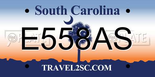 E558AS South Carolina License Plate