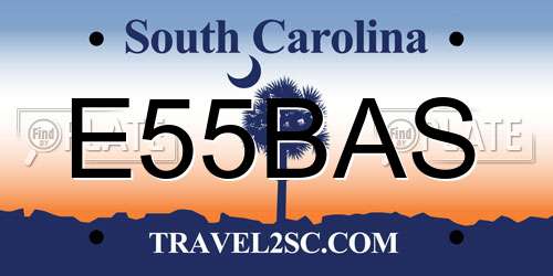 E55BAS South Carolina License Plate