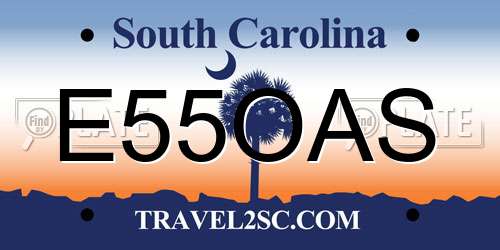 E55OAS South Carolina License Plate