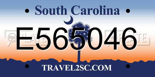 E565046 South Carolina License Plate