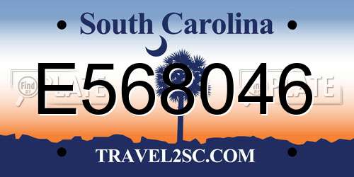 E568046 South Carolina License Plate