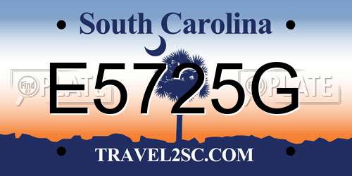 E5725G South Carolina License Plate