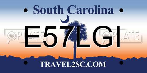 E57LGI South Carolina License Plate