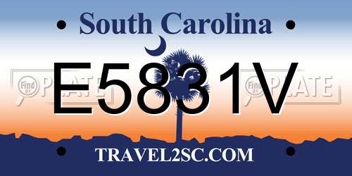 E5831V South Carolina License Plate