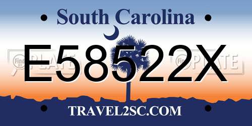 E58522X South Carolina License Plate