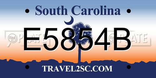 E5854B South Carolina License Plate