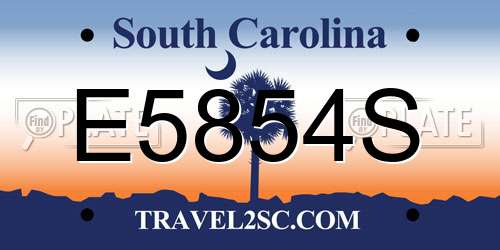 E5854S South Carolina License Plate