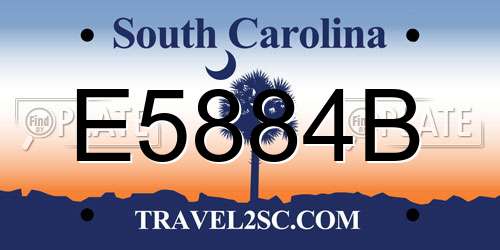 E5884B South Carolina License Plate