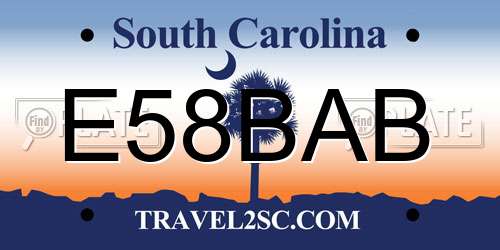E58BAB South Carolina License Plate