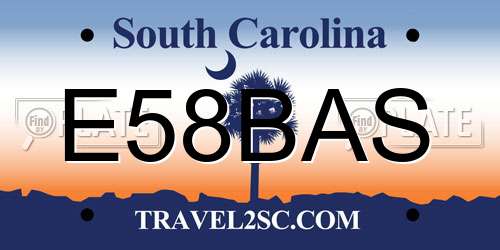 E58BAS South Carolina License Plate