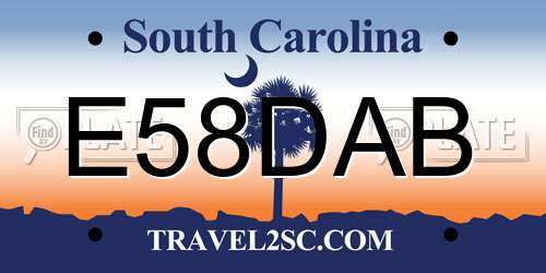 E58DAB South Carolina License Plate