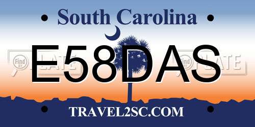 E58DAS South Carolina License Plate