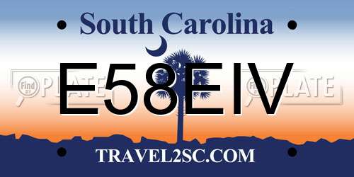 E58EIV South Carolina License Plate