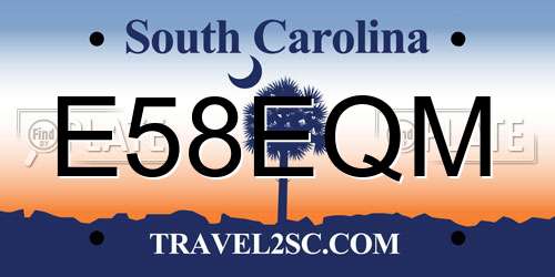 E58EQM South Carolina License Plate
