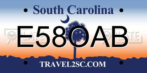 E58OAB South Carolina License Plate