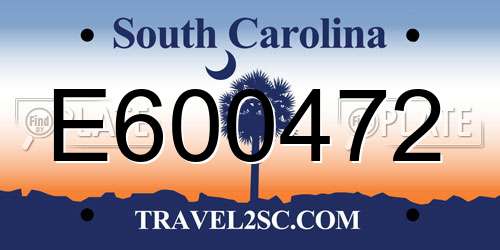 E600472 South Carolina License Plate