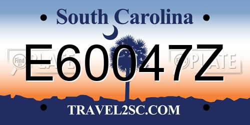 E60047Z South Carolina License Plate