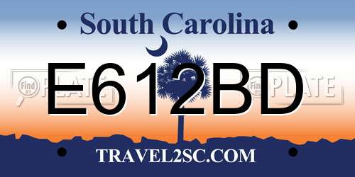 E612BD South Carolina License Plate