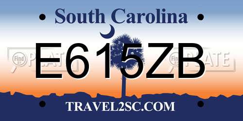 E615ZB South Carolina License Plate