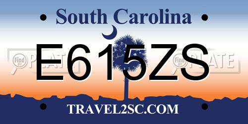 E615ZS South Carolina License Plate