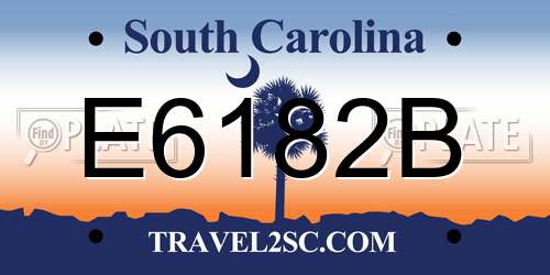 E6182B South Carolina License Plate