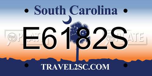 E6182S South Carolina License Plate