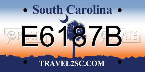 E6187B South Carolina License Plate