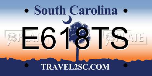 E618TS South Carolina License Plate