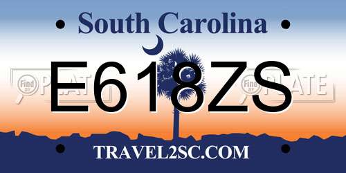 E618ZS South Carolina License Plate
