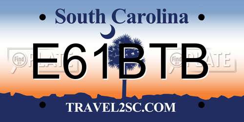 E61BTB South Carolina License Plate