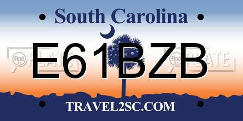 E61BZB South Carolina License Plate