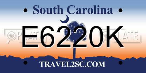 E6220K South Carolina License Plate
