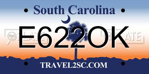 E622OK South Carolina License Plate