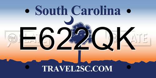 E622QK South Carolina License Plate