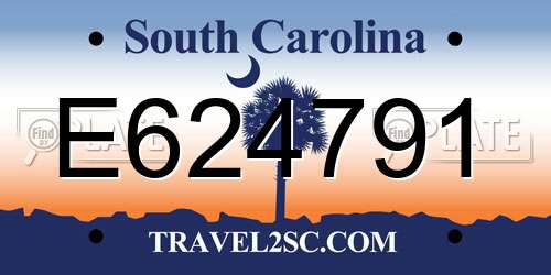 E624791 South Carolina License Plate