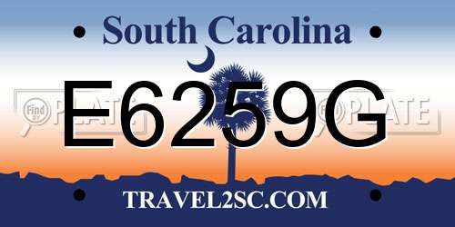 E6259G South Carolina License Plate
