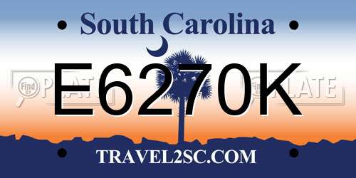 E6270K South Carolina License Plate