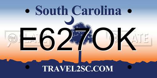 E627OK South Carolina License Plate