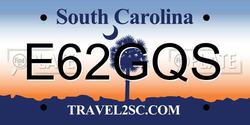 E62GQS South Carolina License Plate